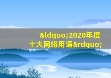 “2020年度十大网络用语”