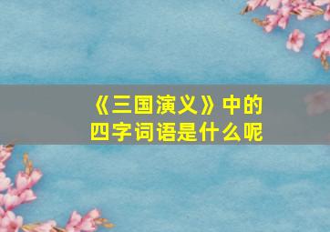 《三国演义》中的四字词语是什么呢