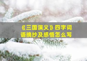 《三国演义》四字词语摘抄及感悟怎么写