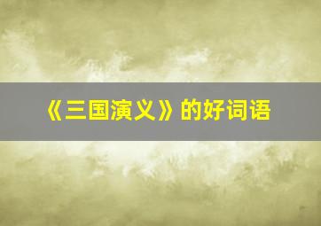 《三国演义》的好词语