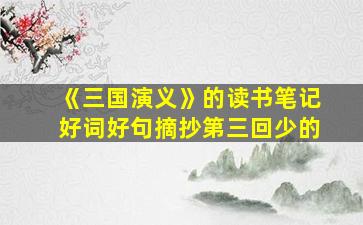 《三国演义》的读书笔记好词好句摘抄第三回少的