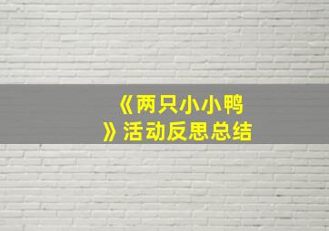 《两只小小鸭》活动反思总结