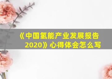 《中国氢能产业发展报告2020》心得体会怎么写