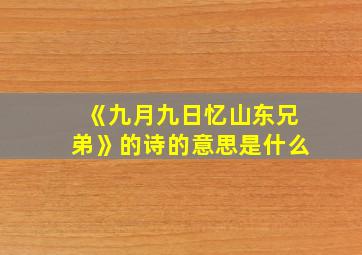 《九月九日忆山东兄弟》的诗的意思是什么