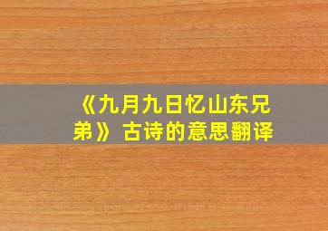 《九月九日忆山东兄弟》 古诗的意思翻译