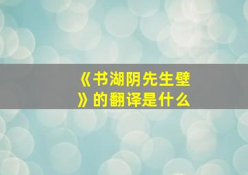 《书湖阴先生壁》的翻译是什么