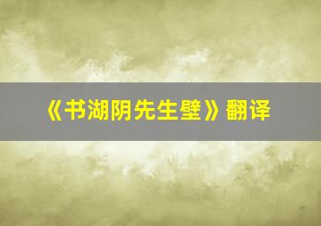 《书湖阴先生壁》翻译