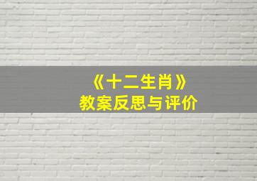 《十二生肖》教案反思与评价