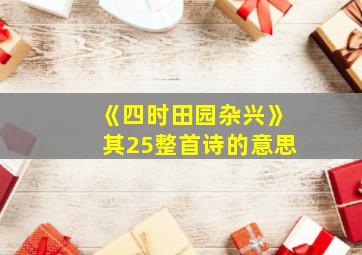 《四时田园杂兴》其25整首诗的意思