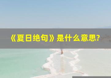 《夏日绝句》是什么意思?