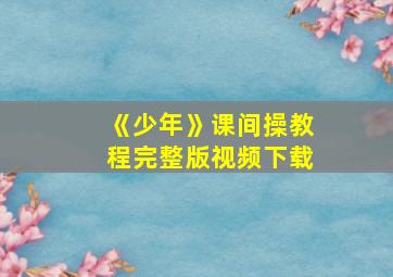 《少年》课间操教程完整版视频下载