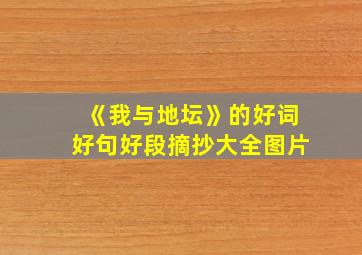 《我与地坛》的好词好句好段摘抄大全图片