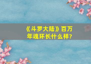 《斗罗大陆》百万年魂环长什么样?