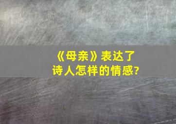 《母亲》表达了诗人怎样的情感?