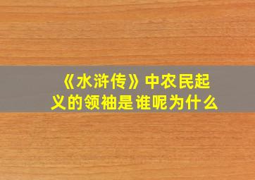 《水浒传》中农民起义的领袖是谁呢为什么