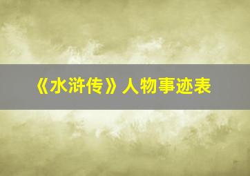 《水浒传》人物事迹表