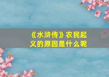 《水浒传》农民起义的原因是什么呢