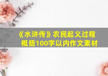 《水浒传》农民起义过程概括100字以内作文素材