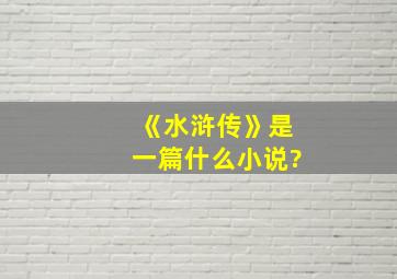 《水浒传》是一篇什么小说?