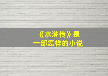 《水浒传》是一部怎样的小说