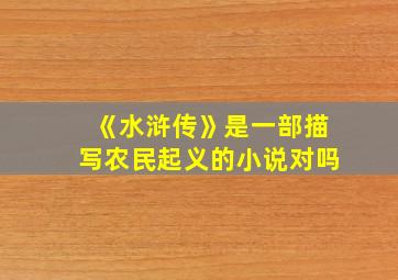 《水浒传》是一部描写农民起义的小说对吗