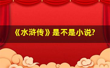 《水浒传》是不是小说?