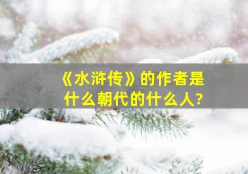 《水浒传》的作者是什么朝代的什么人?