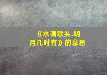 《水调歌头.明月几时有》的意思