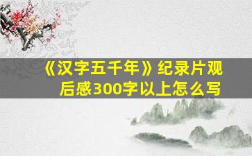 《汉字五千年》纪录片观后感300字以上怎么写