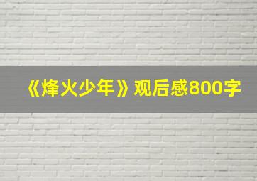 《烽火少年》观后感800字