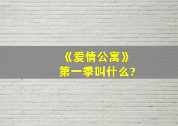 《爱情公寓》第一季叫什么?