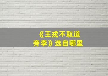 《王戎不取道旁李》选自哪里