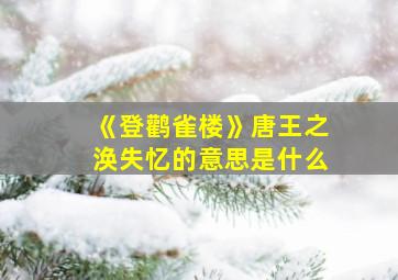 《登鹳雀楼》唐王之涣失忆的意思是什么