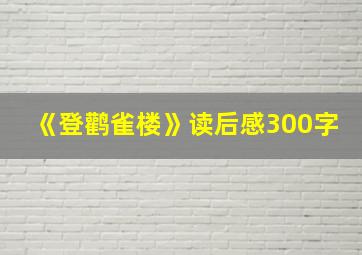 《登鹳雀楼》读后感300字