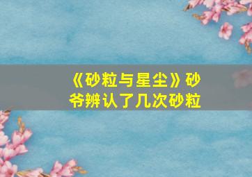 《砂粒与星尘》砂爷辨认了几次砂粒