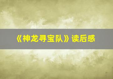 《神龙寻宝队》读后感