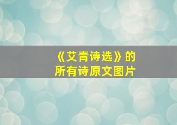 《艾青诗选》的所有诗原文图片