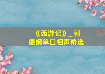 《西游记》_ 郭德纲单口相声精选