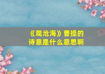 《观沧海》曹操的诗意是什么意思啊