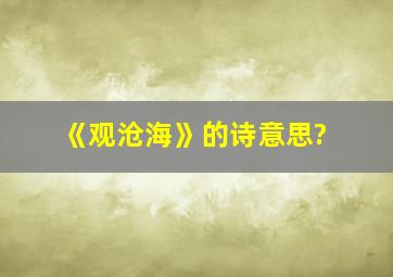 《观沧海》的诗意思?