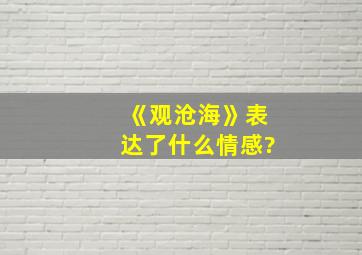 《观沧海》表达了什么情感?