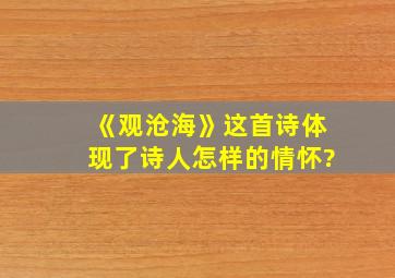 《观沧海》这首诗体现了诗人怎样的情怀?