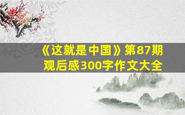 《这就是中国》第87期观后感300字作文大全