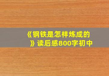 《钢铁是怎样炼成的》读后感800字初中