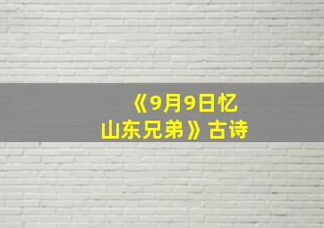 《9月9日忆山东兄弟》古诗