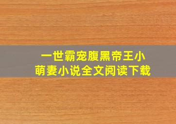 一世霸宠腹黑帝王小萌妻小说全文阅读下载