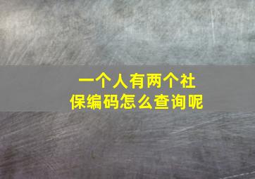 一个人有两个社保编码怎么查询呢