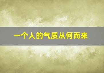 一个人的气质从何而来