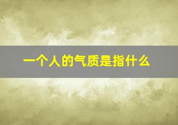 一个人的气质是指什么