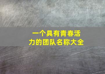 一个具有青春活力的团队名称大全